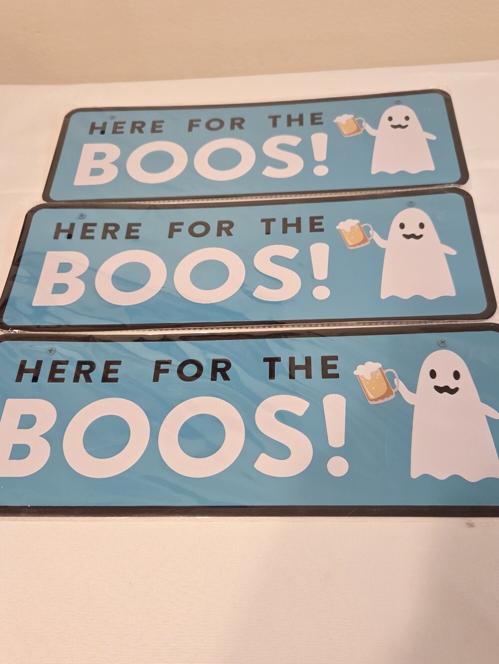 Boo Signs Lot Of 3 Metal